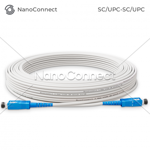 Патч-корд оптичний SC/UPC-SC/UPC Білий LSZH, Singlemode G.657.А2 (SM) Flex, Simplex, 3мм - 40 м
