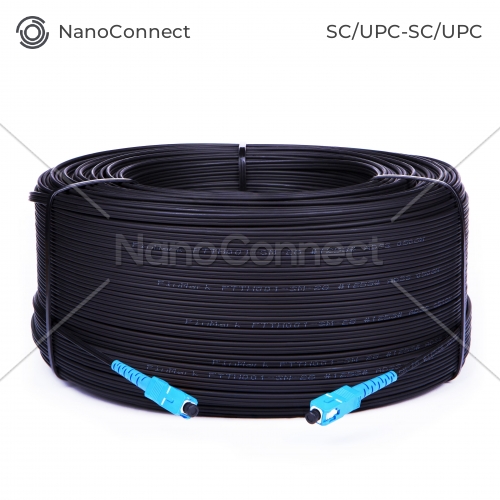 Fiber optic patch cord FTTH ADSS SC/UPC-SC/UPC Black LSZH, Singlemode G.652.D (SM), Simplex, 250 m
