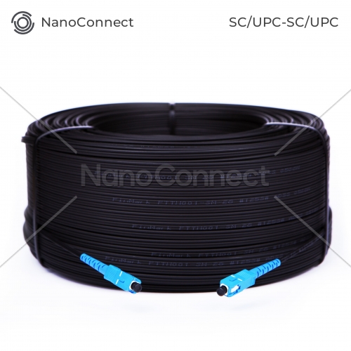 Fiber optic patch cord FTTH ADSS SC/UPC-SC/UPC Black LSZH, Singlemode G.652.D (SM), Simplex, 50 m