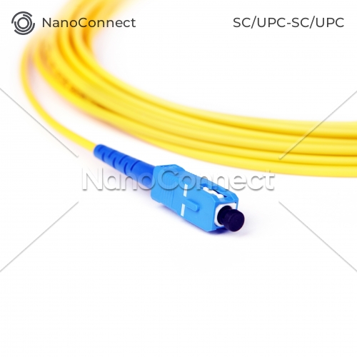 Патч-корд оптичний SC/UPC-SC/UPC Жовтий LSZH, Singlemode G.652.D (SM), Simplex, 3мм - 15 м