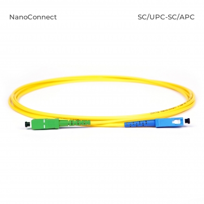 Патч-корд оптичний SC/UPC-SC/APC Жовтий LSZH, Singlemode G.652.D (SM), Simplex, 3мм - 5 м