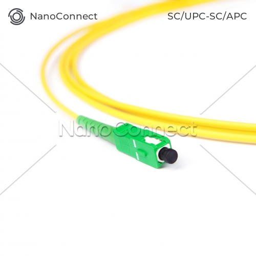 Патч-корд оптичний SC/UPC-SC/APC Жовтий LSZH, Singlemode G.652.D (SM), Simplex, 3мм - 15 м