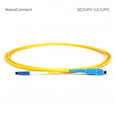 Fiber optic patch cord SC/UPC-LC/UPC Yellow LSZH, Singlemode G.652.D (SM), Simplex, 3mm - 3 m