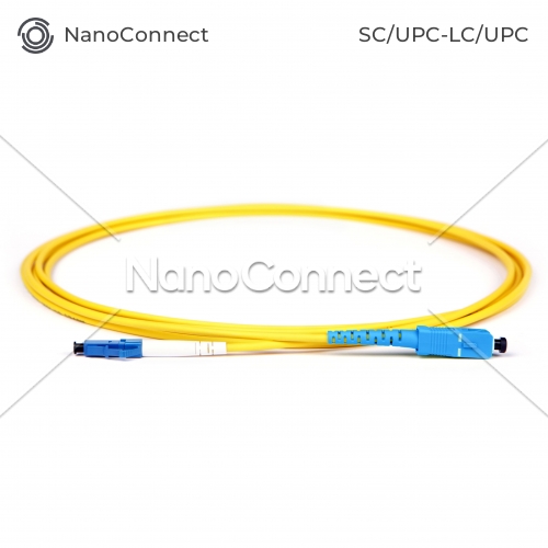 Fiber optic patch cord SC/UPC-LC/UPC Yellow LSZH, Singlemode G.652.D (SM), Simplex, 3mm - 15 m