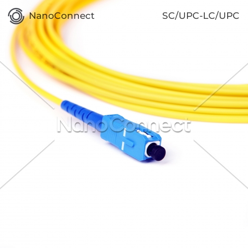 Fiber optic patch cord SC/UPC-LC/UPC Yellow LSZH, Singlemode G.652.D (SM), Simplex, 3mm - 10 m