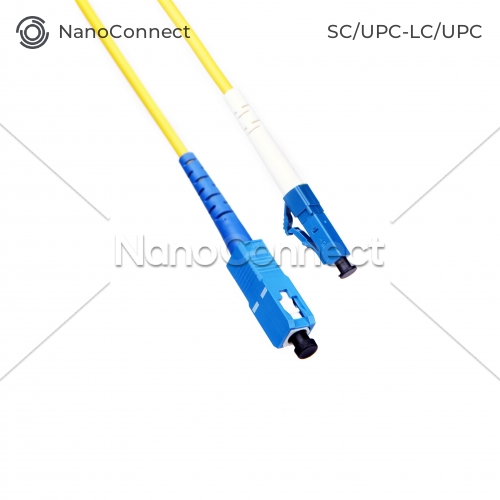 Fiber optic patch cord SC/UPC-LC/UPC Yellow LSZH, Singlemode G.652.D (SM), Simplex, 3mm - 1 m