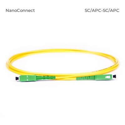Патч-корд оптичний SC/APC-SC/APC Жовтий LSZH, Singlemode G.652.D (SM), Simplex, 3мм - 1 м