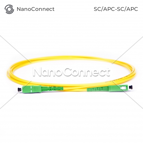Fiber optic patch cord SC/APC-SC/APC Yellow LSZH, Singlemode G.652.D (SM), Simplex, 3mm - 1 m