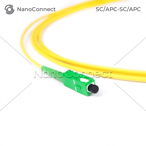 Fiber optic patch cord SC/APC-SC/APC Yellow LSZH, Singlemode G.652.D (SM), Simplex, 3mm - 3 m