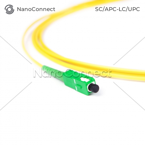 Патч-корд оптичний SC/APC-LC/UPC Жовтий LSZH, Singlemode G.652.D (SM), Simplex, 3мм - 10 м