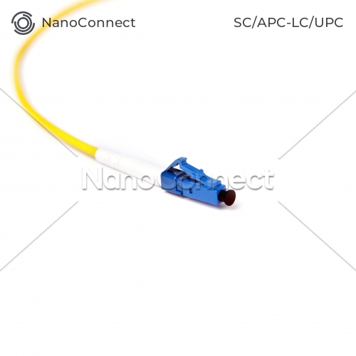 Fiber optic patch cord SC/APC-LC/UPC Yellow LSZH, Singlemode G.652.D (SM), Simplex, 3mm - 1 m