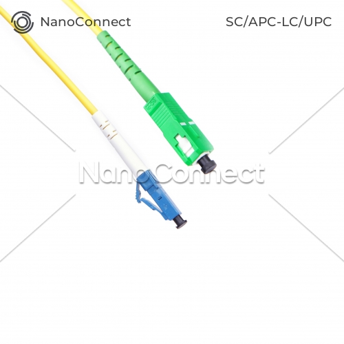 Fiber optic patch cord SC/APC-LC/UPC Yellow LSZH, Singlemode G.652.D (SM), Simplex, 3mm - 15 m