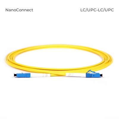 Optical patch cord NanoConnect LC/UPC-LC/UPC Yellow LSZH, Singlemode G.652.D (SM), Simplex, 3mm - 2m