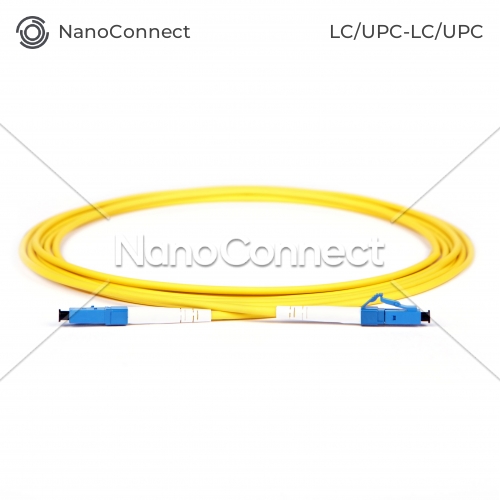 Fiber optic patch cord LC/UPC-LC/UPC Yellow LSZH, Singlemode G.652.D (SM), Simplex, 3mm - 15 m