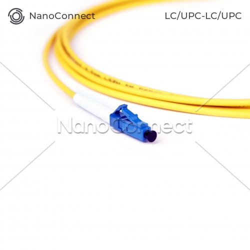 Optical patch cord NanoConnect LC/UPC-LC/UPC Yellow LSZH, Singlemode G.652.D (SM), Simplex, 3mm - 2m