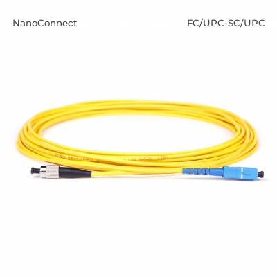 Fiber optic patch cord FC/UPC-SC/UPC Yellow LSZH, Singlemode G.652.D (SM), Simplex, 3mm - 1 m