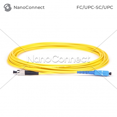 Fiber optic patch cord FC/UPC-SC/UPC Yellow LSZH, Singlemode G.652.D (SM), Simplex, 3mm - 3 m