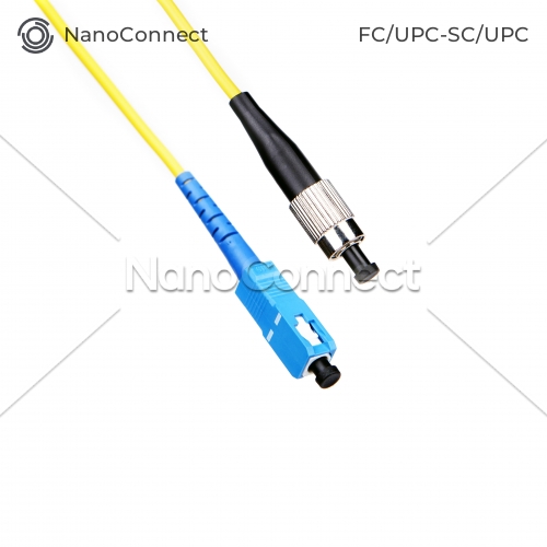 Fiber optic patch cord FC/UPC-SC/UPC Yellow LSZH, Singlemode G.652.D (SM), Simplex, 3mm - 10 m
