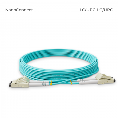 Fiber optic patch cord LC/UPC-LC/UPC Turquoise LSZH, Multimode OM3 (MM), Duplex, 2mm - 10 m