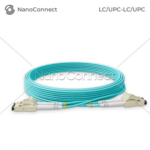 Патч-корд оптичний NanoConnect LC/UPC-LC/UPC Бірюзовий LSZH, Multimode OM3 (MM), Duplex, 2мм - 5 м