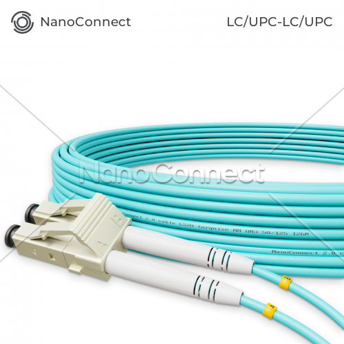 Optical patch cord NanoConnect LC/UPC-LC/UPC Turquoise LSZH, Multimode OM3 (MM), Duplex, 2mm - 5m