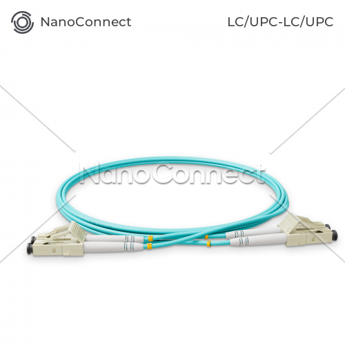 Optical patch cord NanoConnect LC/UPC-LC/UPC Turquoise LSZH, Multimode OM3 (MM), Duplex, 2mm - 1m