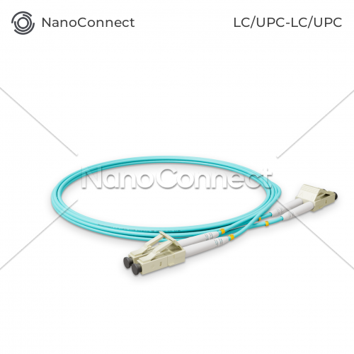 Optical patch cord NanoConnect LC/UPC-LC/UPC Turquoise LSZH, Multimode OM3 (MM), Duplex, 2mm - 2m