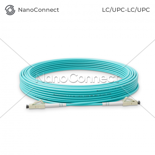 Патч-корд оптичний NanoConnect LC/UPC-LC/UPC Бірюзовий LSZH, Multimode OM3 (MM), Duplex, 2мм - 20 м