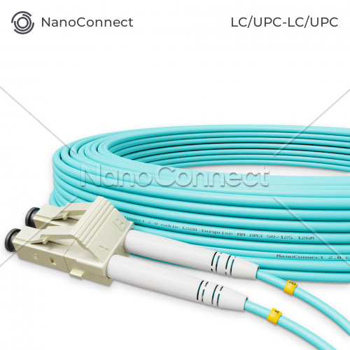 Optical patch cord NanoConnect LC/UPC-LC/UPC Turquoise LSZH, Multimode OM3 (MM), Duplex, 2mm - 15m