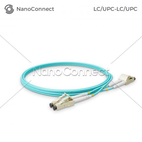 Патч-корд оптичний NanoConnect LC/UPC-LC/UPC Бірюзовий LSZH, Multimode OM3 (MM), Duplex, 2мм - 3 м