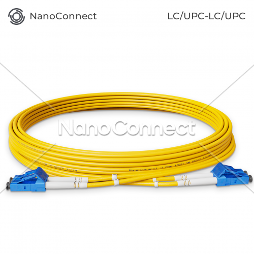 Fiber optic patch cord LC/UPC-LC/UPC Yellow LSZH, Singlemode G.657.А2 (SM) Flex, Duplex, 2mm - 10 m