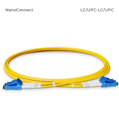 Fiber optic patch cord LC/UPC-LC/UPC Yellow LSZH, Singlemode G.657.А2 (SM) Flex, Duplex, 2mm - 3 m