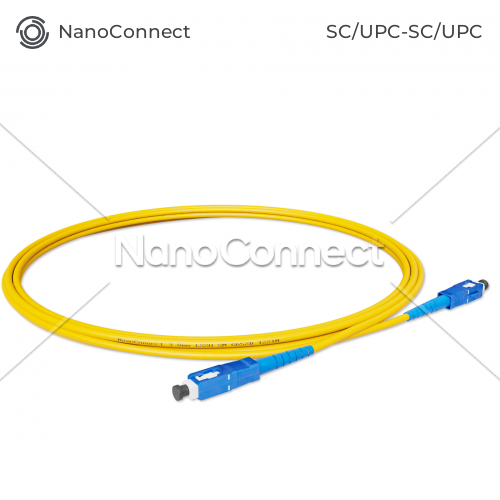 Патч-корд оптичний SC/UPC-SC/UPC Жовтий LSZH, Singlemode G.652.D (SM), Simplex, 3мм - 1 м