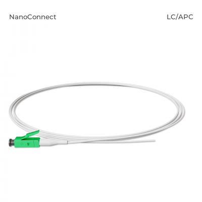 Fiber optic pigtail LC/APC White LSZH, Singlemode G.652.D (SM), Simplex, 0,9mm - 1,5 m