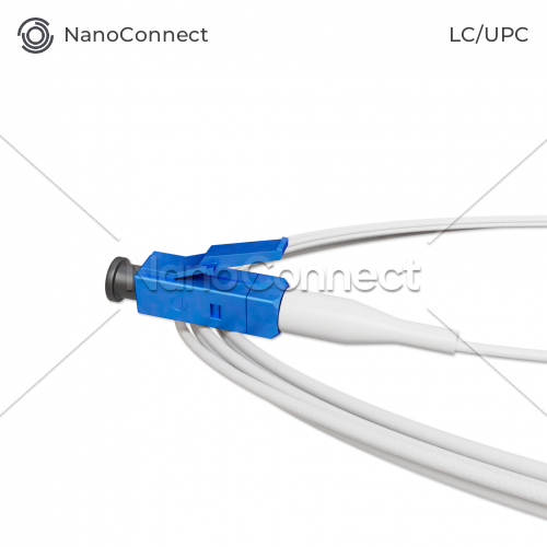 Fiber optic pigtail LC/UPC White LSZH, Singlemode G.652.D (SM), Simplex, 0,9mm - 1,5 m