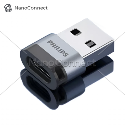 Адаптер Philips OTG USB 2.0 to Type-C Silver, SWR3001B/93