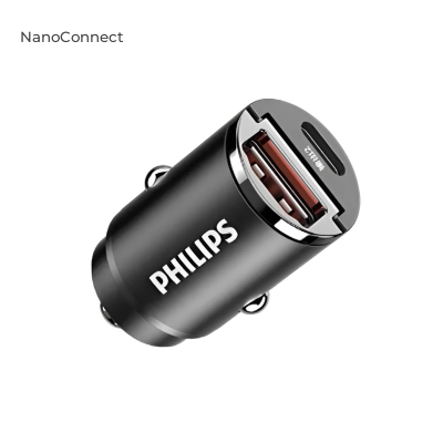 Автомобільний зарядний пристрій для телефона Philips PD45W, USB/Type-C із швидкою зарядкою, DLP4316B/93