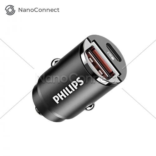 Philips PD45W Car Charger, USB/Type-C with Fast Charging, DLP4316B/93