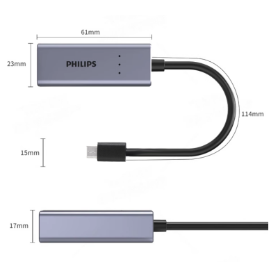 Philips Type-C to Gigabit Ethernet Network Adapter, 1 Gbps, SWR1609H/93TypeC