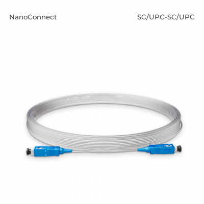 Fiber optic patch cord NanoConnect SC/UPC-SC/UPC Transparent PVC, Singlemode G.657.А2 (SM) Flex, Simplex, 0,9mm - 20 m