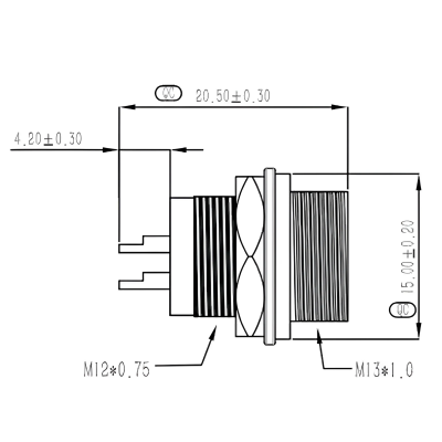 Aviation Connector GX12-12M-3B, 3-pin, Plug