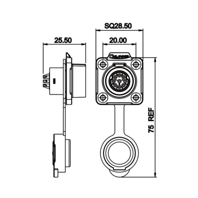 Герметичний роз'єм Cnlinko IP67 LP-16, 9 pin, 5A, 250V