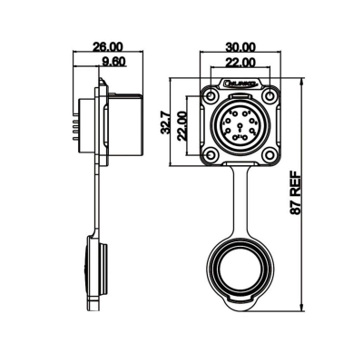 Waterproof Cnlinko IP67 connector LP-20, 9 pin, 5A, 250V