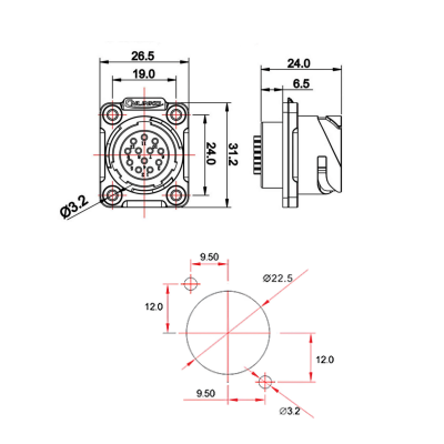 Waterproof Cnlinko IP67 connector YM-20, 9 pin, 5A, 250V