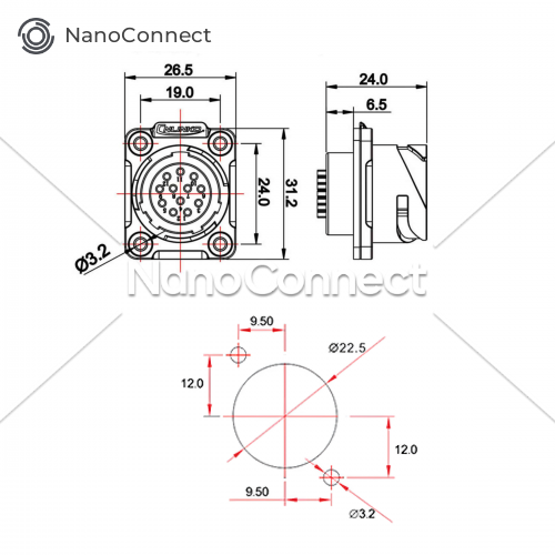 Waterproof Cnlinko IP67 connector YM-20, 9 pin, 5A, 250V