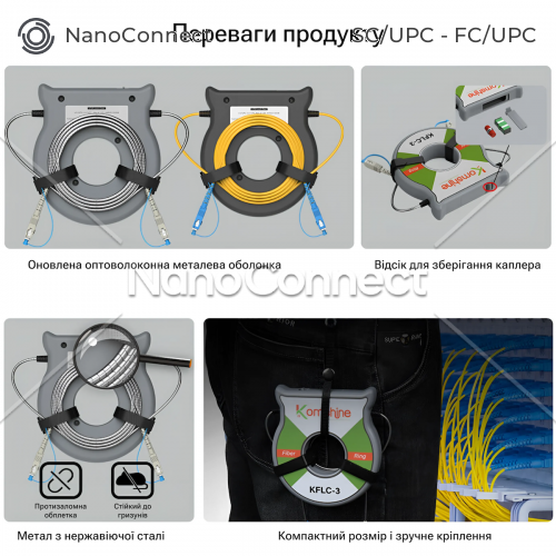 Komshine Compensation Coil KFLC-3-OS2-1000M, SC/UPC - FC/UPC
