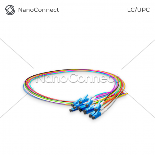 Set of colored fiber optic pigtails NanoConnect LC/UPC LSZH, Singlemode G.652.D (SM), Simplex, 0,9mm - 1,5 m (12 pcs.)