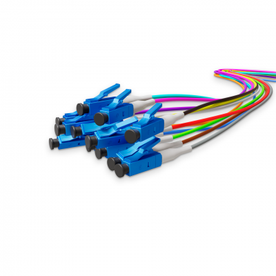 Набір кольорових оптичних пігтейлів NanoConnect LC/UPC LSZH, Singlemode G.652.D (SM), Simplex, 0,9мм - 1,5 м (12 шт.)