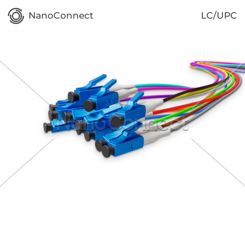 Набір кольорових оптичних пігтейлів NanoConnect LC/UPC LSZH, Singlemode G.652.D (SM), Simplex, 0,9мм - 1,5 м (12 шт.)