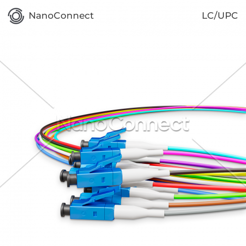 Набір кольорових оптичних пігтейлів NanoConnect LC/UPC LSZH, Singlemode G.652.D (SM), Simplex, 0,9мм - 1,5 м (12 шт.)